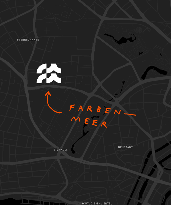 Abstrahierte Karte zeigt Standort von farbenmeer