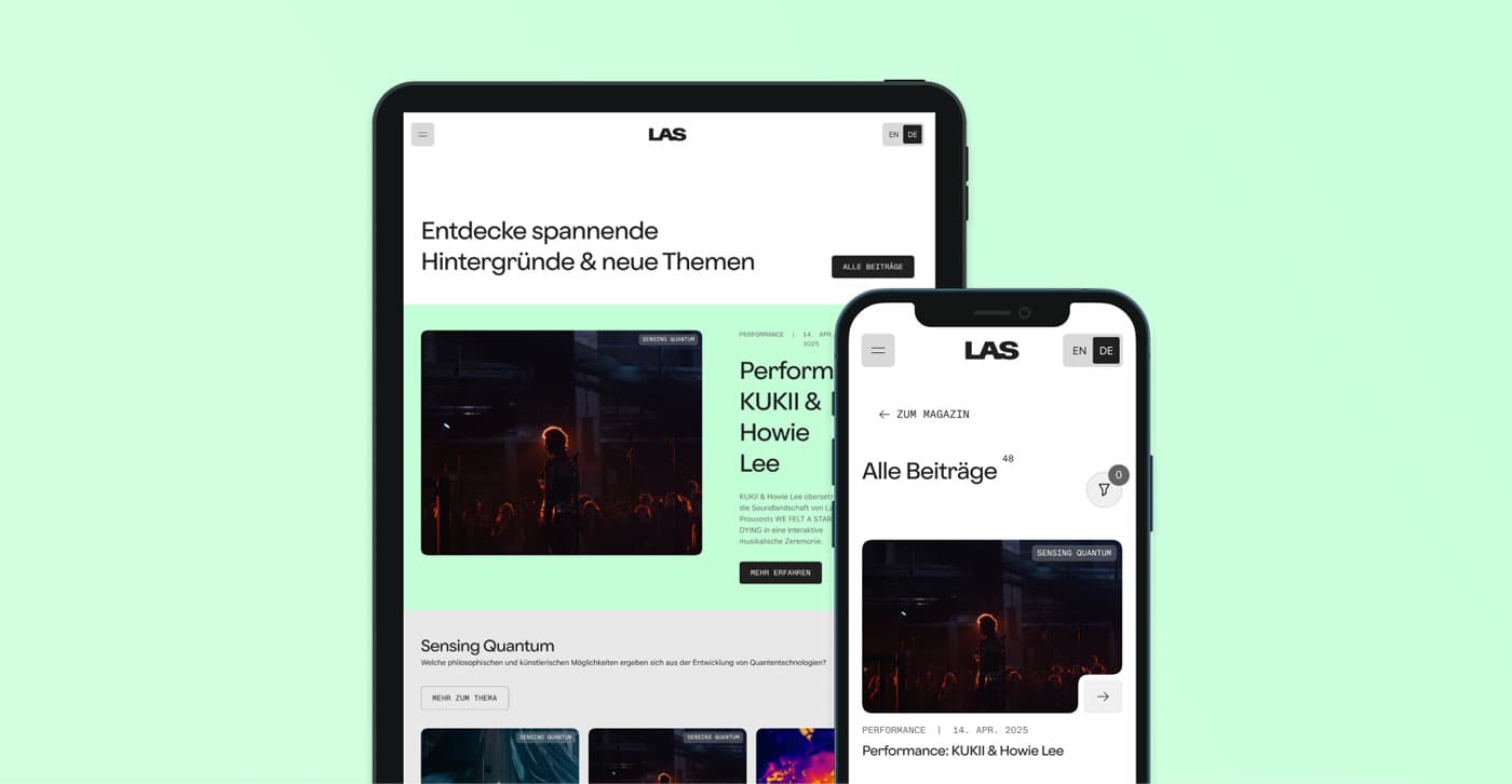 Tablet und mobile Ansicht des Magazins