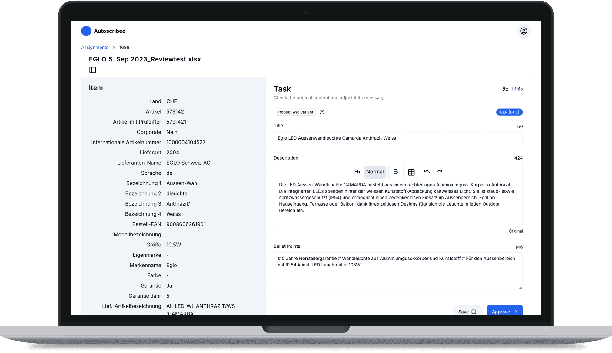 Task Bearbeitung im Admin Bereich